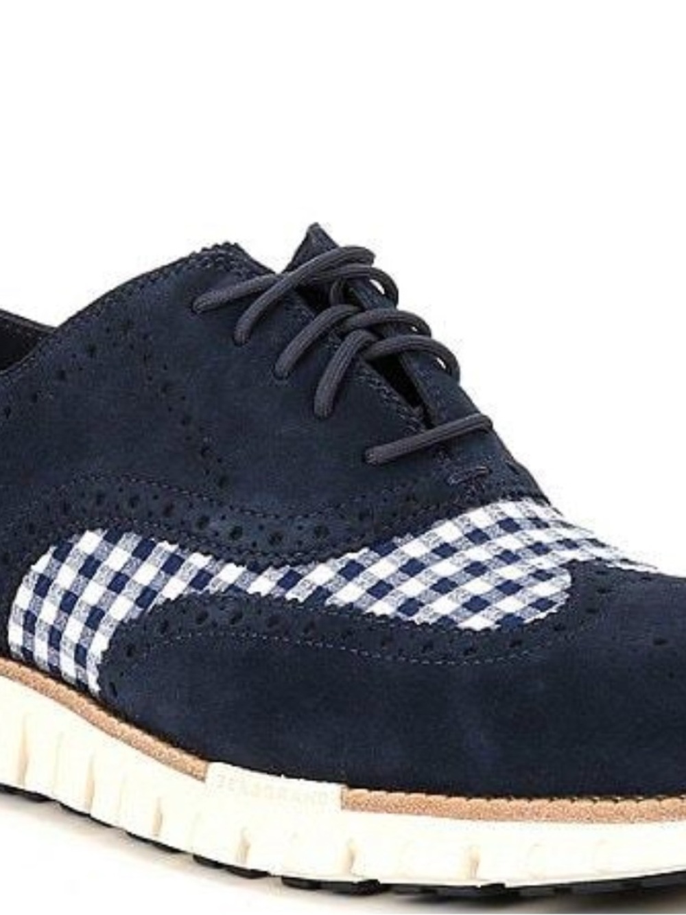 Cole Haan ZERØGRAND Remastered Wingtip Oxford Men’s 10 Navy Gingham C38847 NIB